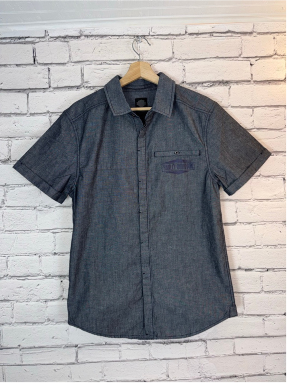 Men's Harley-Davidson Shirt size Medium Short Sleeve Casual Button Down Blue NWT